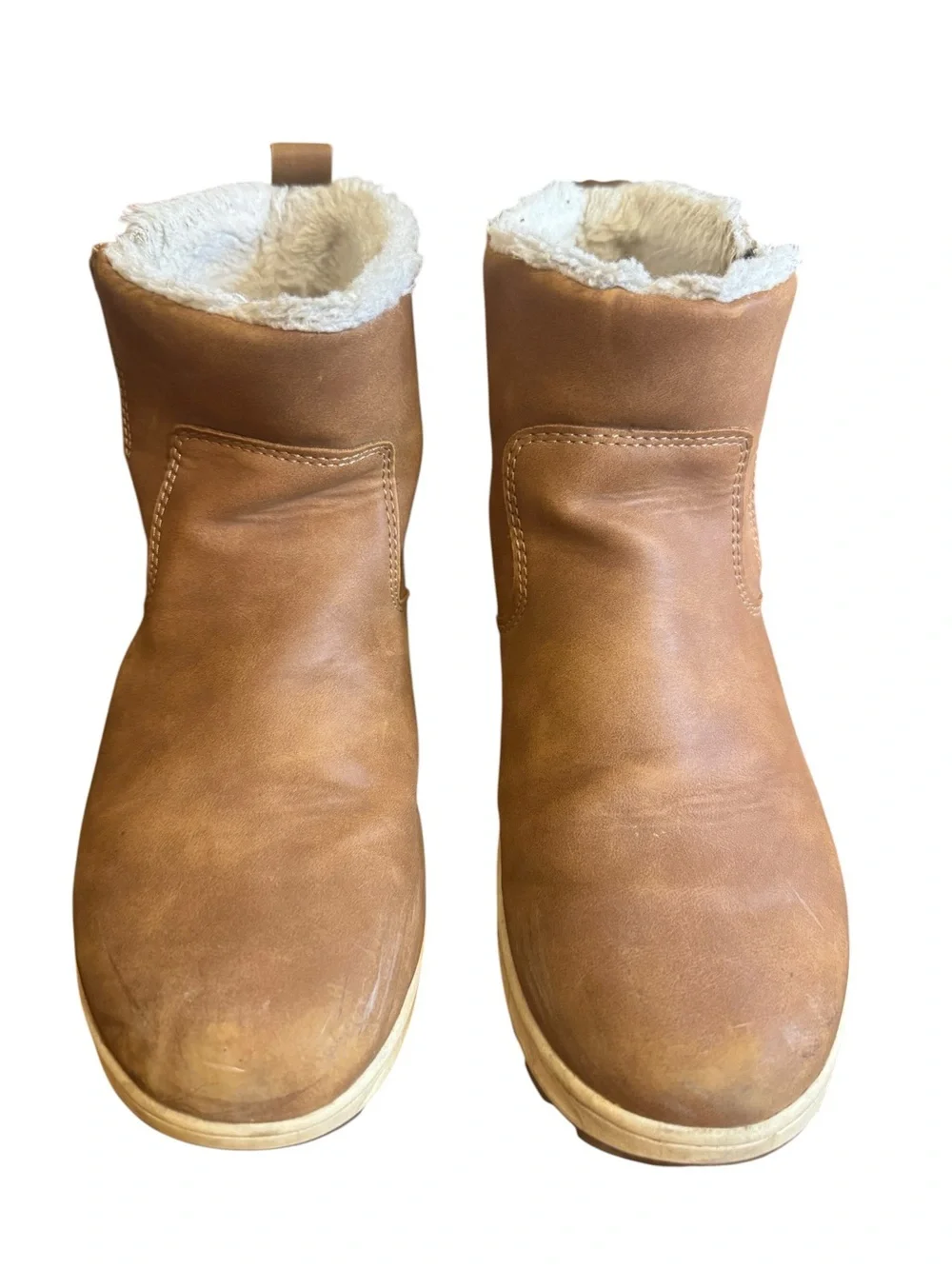 Khombu Women’s Brown Faux Fur Lined Ankle Winter Boots Size 8